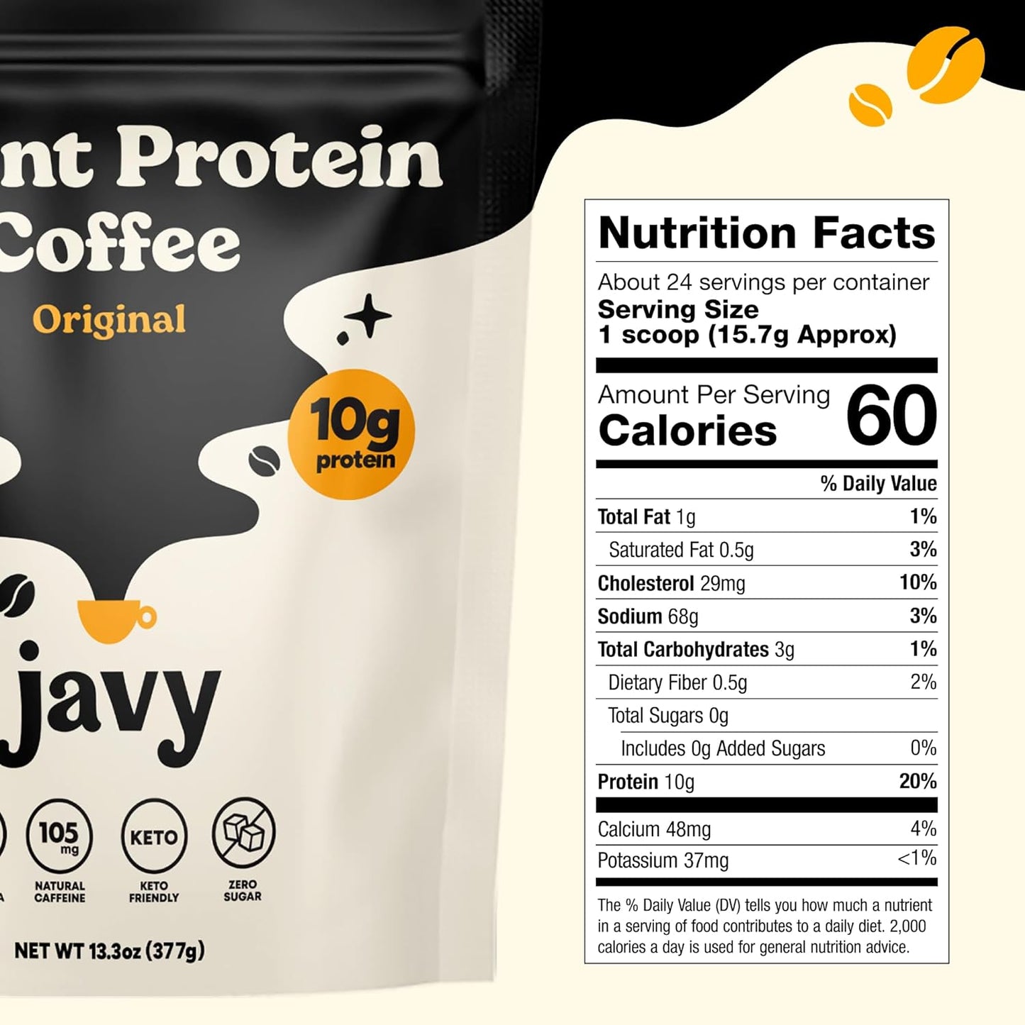 Instant Coffee Protein Coffee - Premium Whey Protein & Instant Coffee - 100% Arabica Coffee - Zero Artificial Flavors & Sweeteners