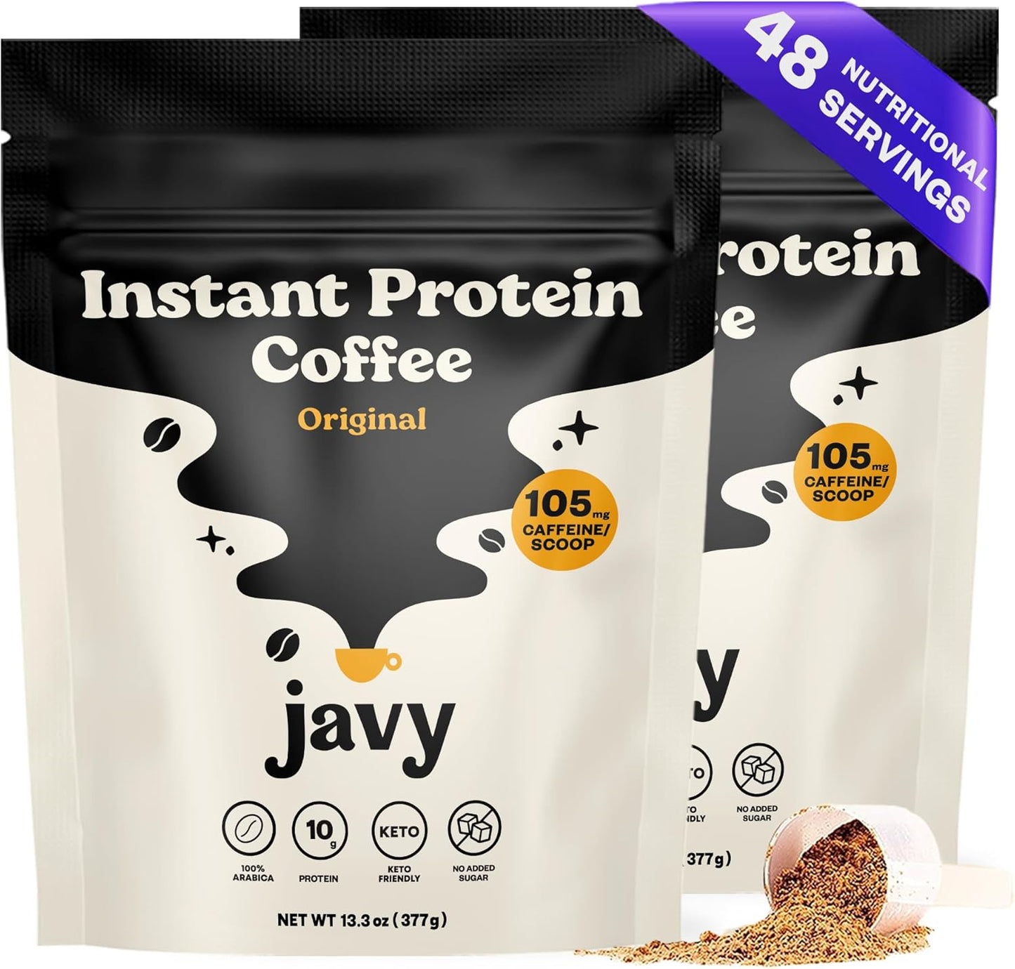 Instant Coffee Protein Coffee - Premium Whey Protein & Instant Coffee - 100% Arabica Coffee - Zero Artificial Flavors & Sweeteners