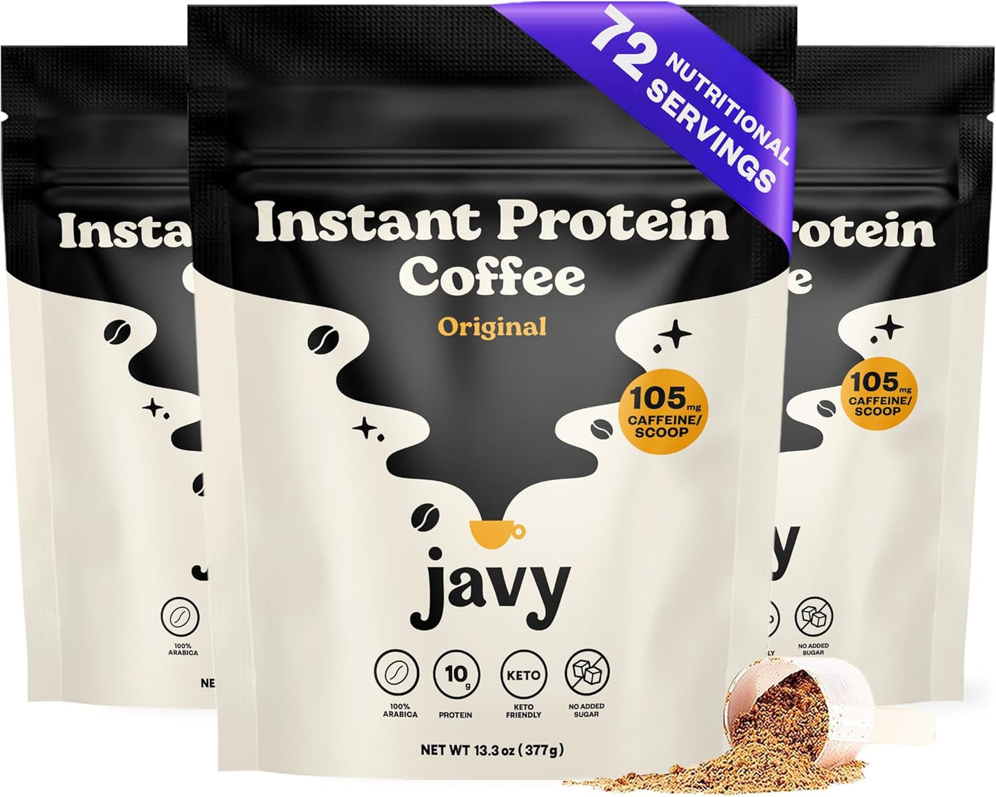 Instant Coffee Protein Coffee - Premium Whey Protein & Instant Coffee - 100% Arabica Coffee - Zero Artificial Flavors & Sweeteners